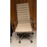Sitland Classic Cream Leather Executive Swivel Chair With Chrome Handles And Base 690 x 450 x 1130