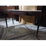 A single drawer console / wiritng table with antique brass leg cap ends 130 x 45 x 75cm