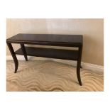 A Two Tier Walnut Veneer Console Table With Sabre Tapering Legs 120 X 35 X 72cm