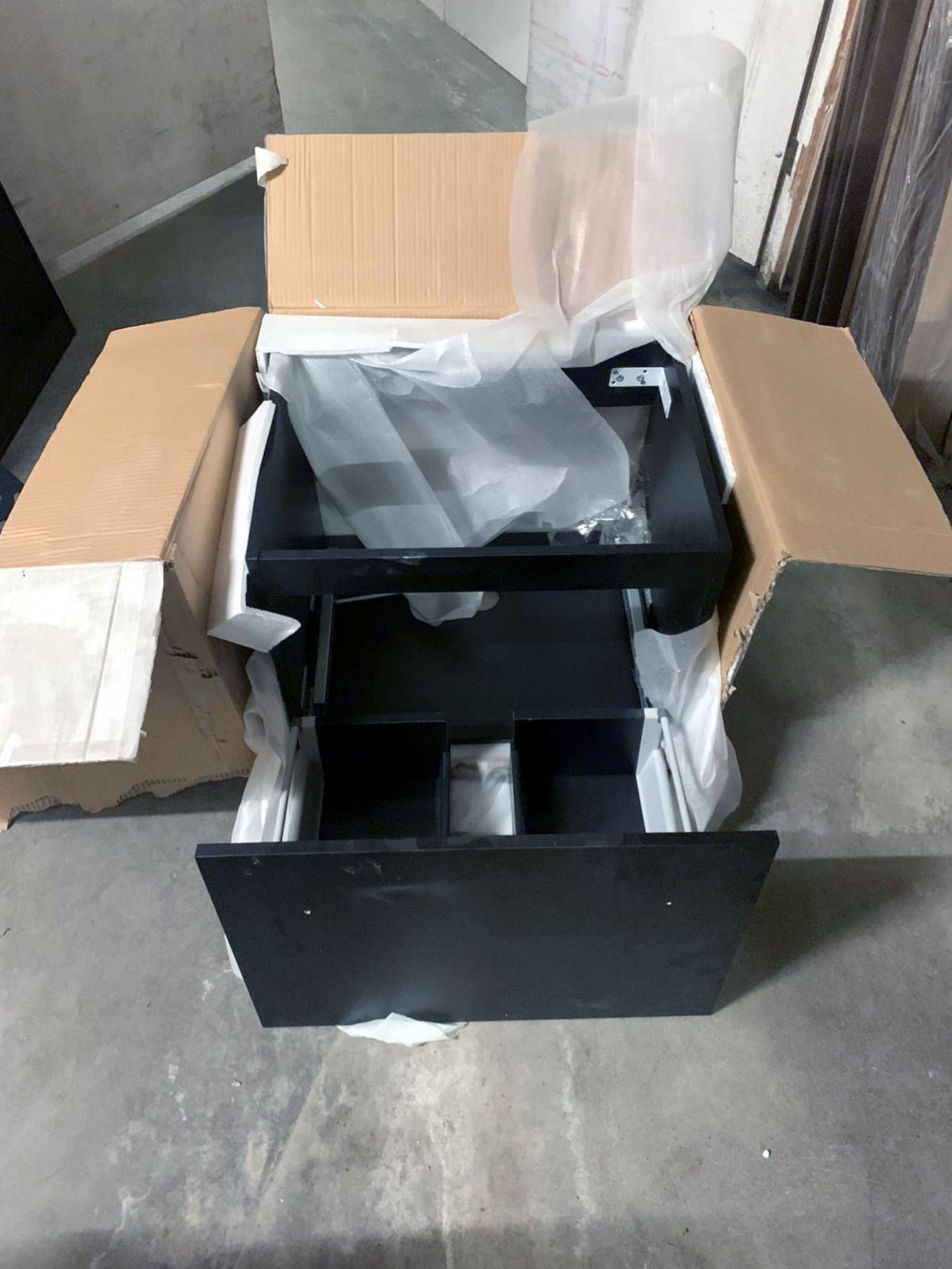 6 x WAW CV600 black vanity sink drawer unit (This lot to be collected from Kensington venue)