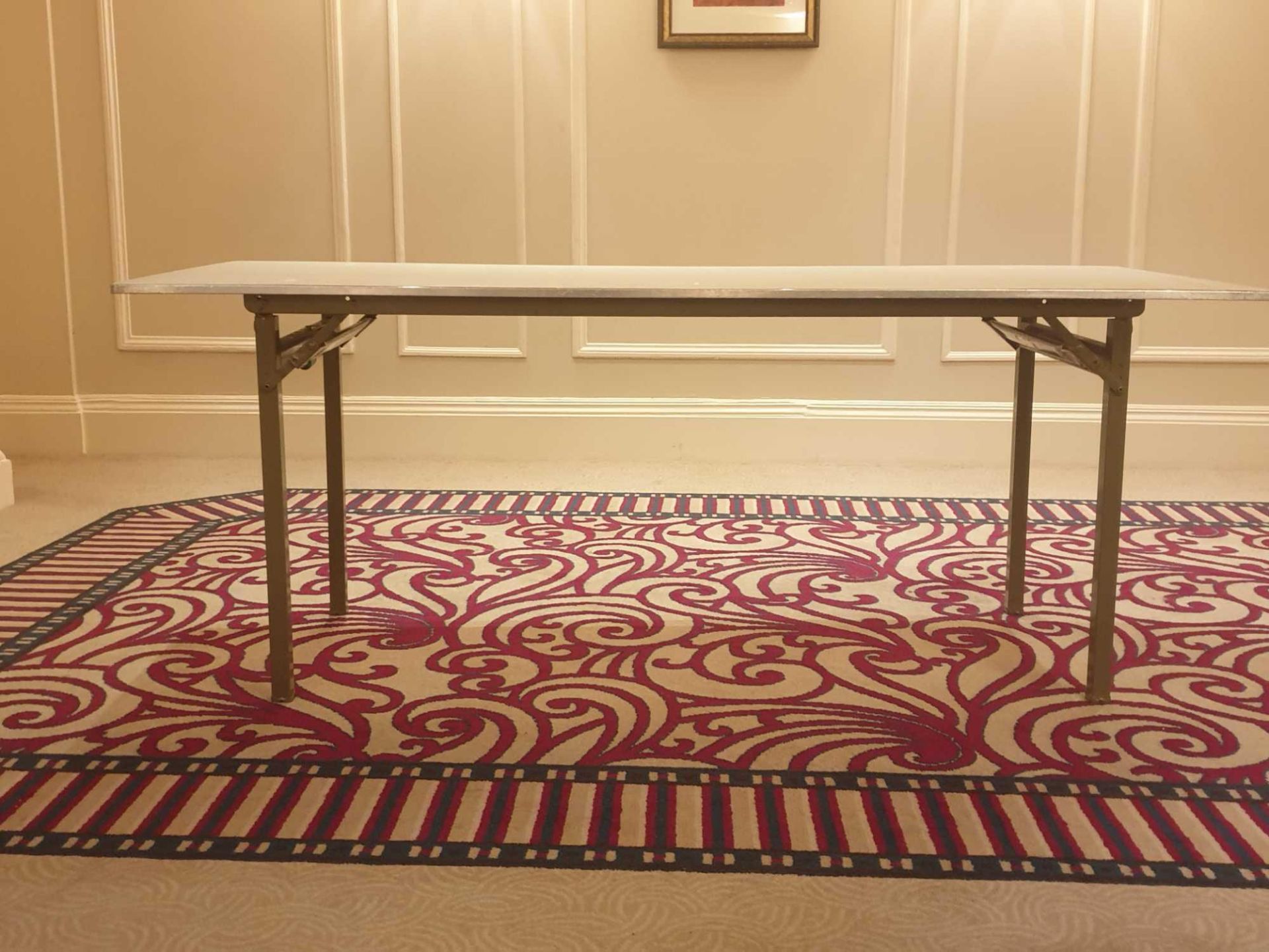4 x Burgess 6ft Folding Flock Padded Rectangular Narrow Banquet Table 185 x 46 x 72cm - Bild 3 aus 3