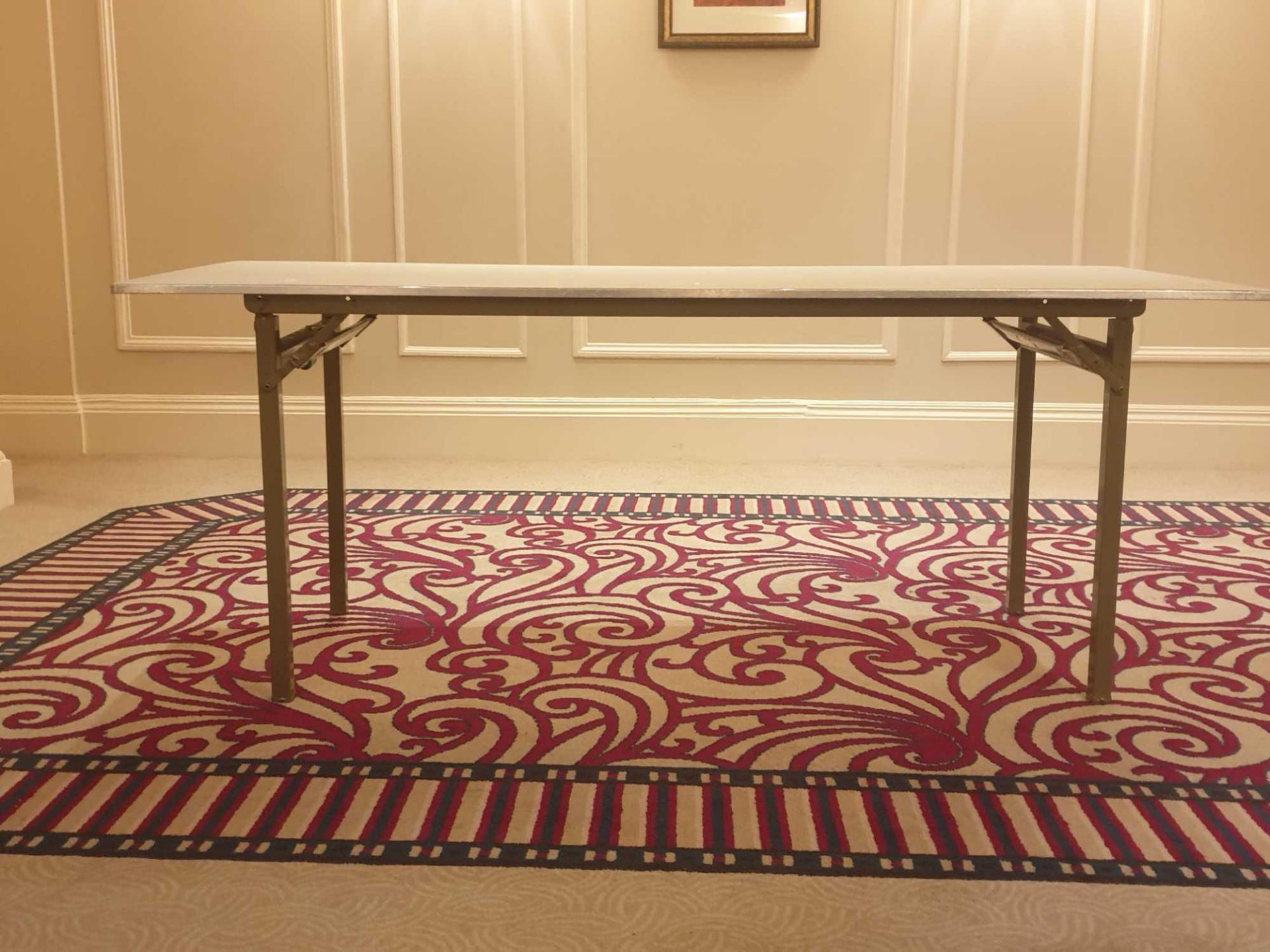 7 x Burgess 5ft Folding Flock Padded Rectangular Banquet Table 78x 152x 72cm - Image 3 of 3