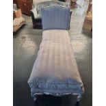 Grey Stripe Upholstered French Day Bed (Broken) Height 104cm Width 200cm Depth 75cm