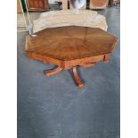 Mahogany He X Agonal Dining Table On Single Pedestal With Four Legs On Bras Casters Height 800cm