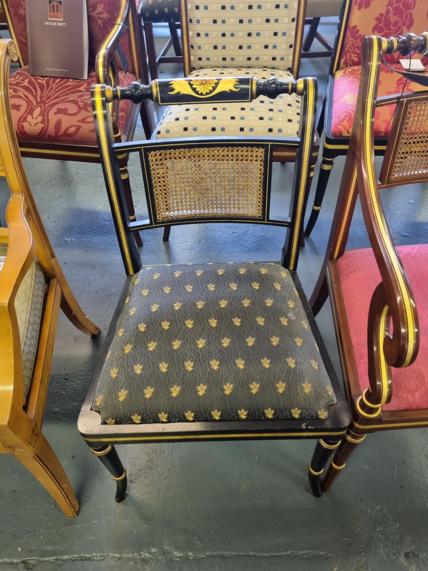 2 X Arthur Brett Dining Chairs Comprising Of; 1 X Arm Chair Regency-Style Chair Bespoke Red