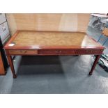 Arthur Brett Sheraton Style Writing Table With Green Leather Inlay And 3 Drawers Height 76.5cm Width