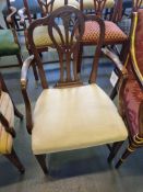 Arthur Brett Mahogany Dining Arm Chair Bespoke Cream Upholstery Country-Hepplewhite-Style Of