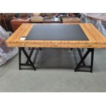 Arthur Brett Stunning Offram & Leather Trestle Desk Height 75cm Width 160cm Depth 85cm