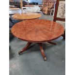 Arthur Brett E X Tending Mahogany Circular Dining Table With Centre Star Detail On One Pedestal With