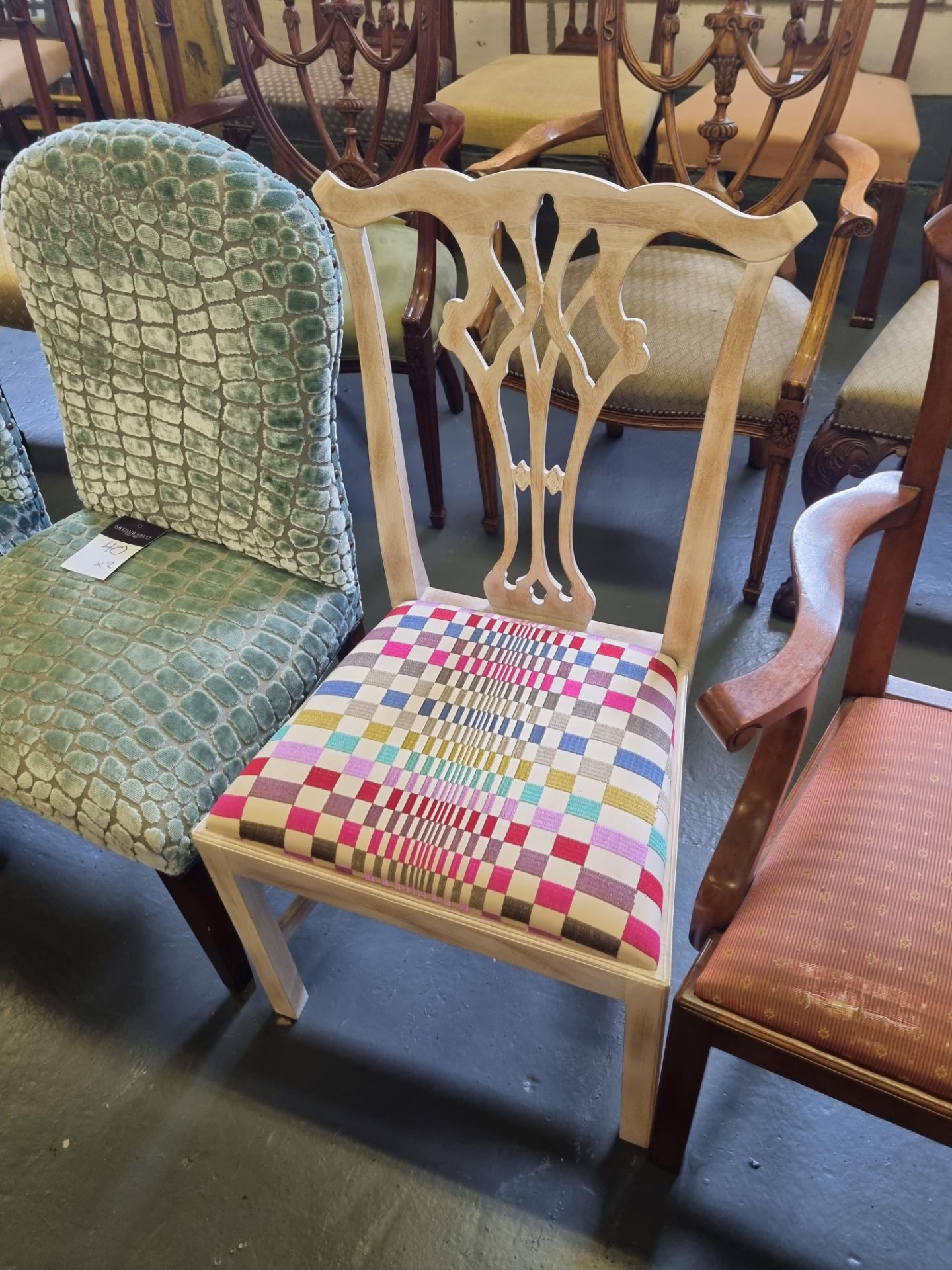 2 X Arthur Brett Classic Mahogany Mid 18th Century Style Upholstered Dining Chairs With Restrained - Image 3 of 3