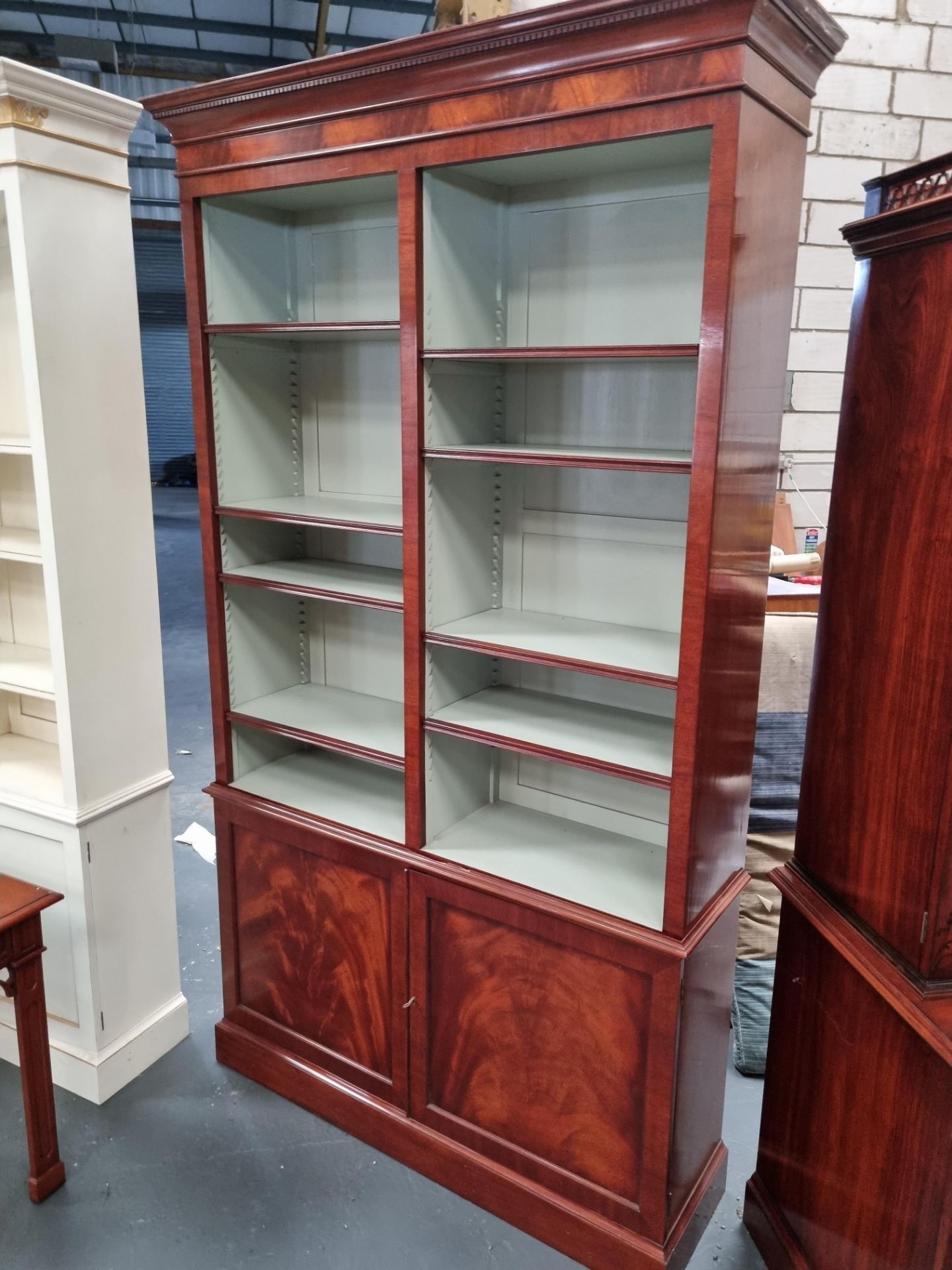 Arthur Brett George III Style Mahogany Open Bookcase Height 230cm Width 124cm Depth 35cm (Wooden