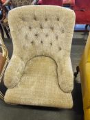 Arthur Brett Ickworth Library Arm Chair Bespoke Beige Upholstery On Brass Castors Height 96.5cm