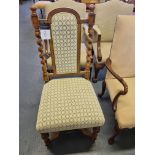 Arthur Brett Beautifully Crafted High Back Chair With Barley Twist Detail And Stretcher With Cream &