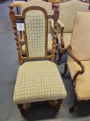 Arthur Brett Beautifully Crafted High Back Chair With Barley Twist Detail And Stretcher With Cream &