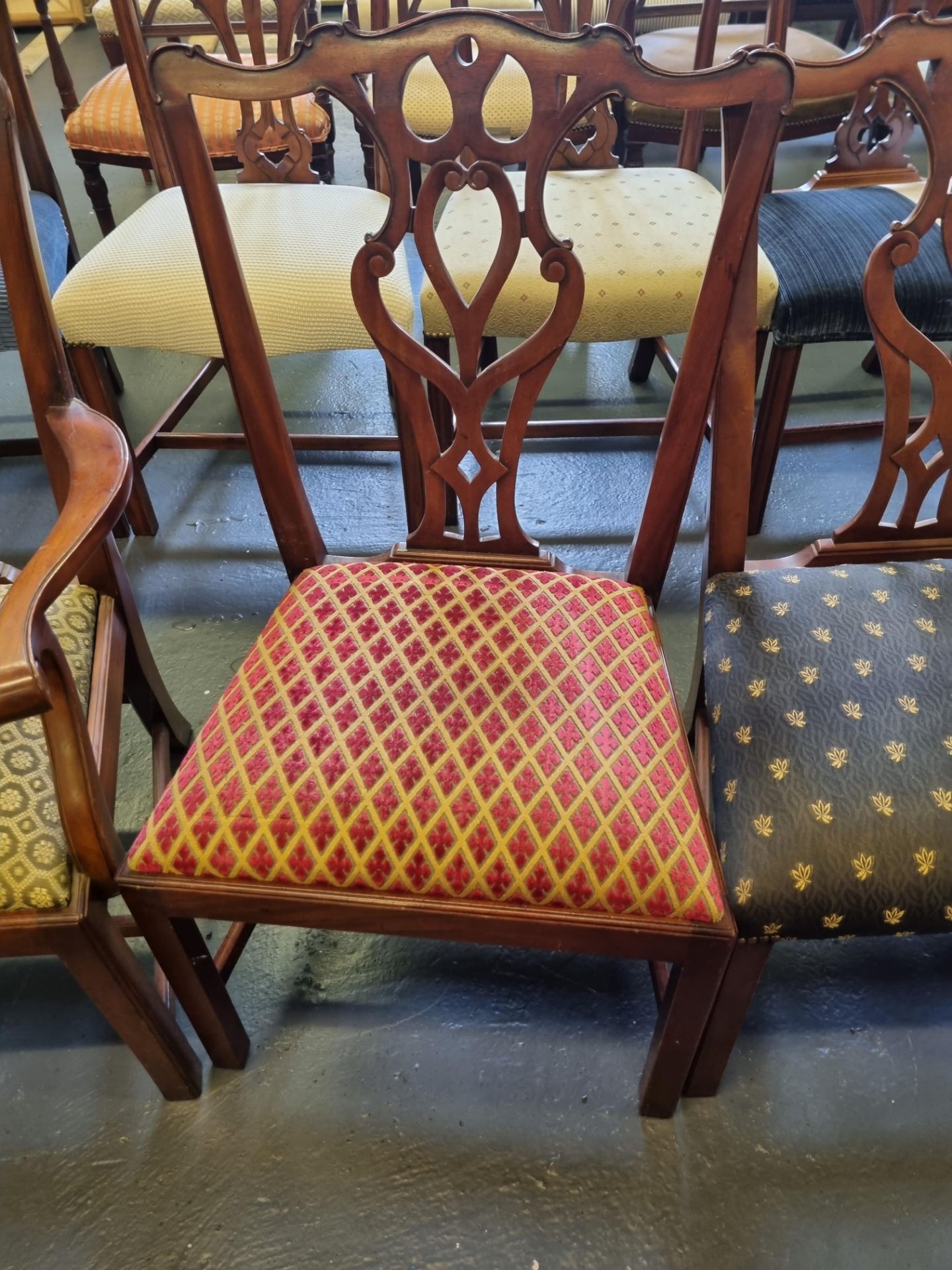 7 X Mid-Georgian Style Mahogany Dining Chair With Subtly Carved Detail And With Upholstered Seat - Image 6 of 7