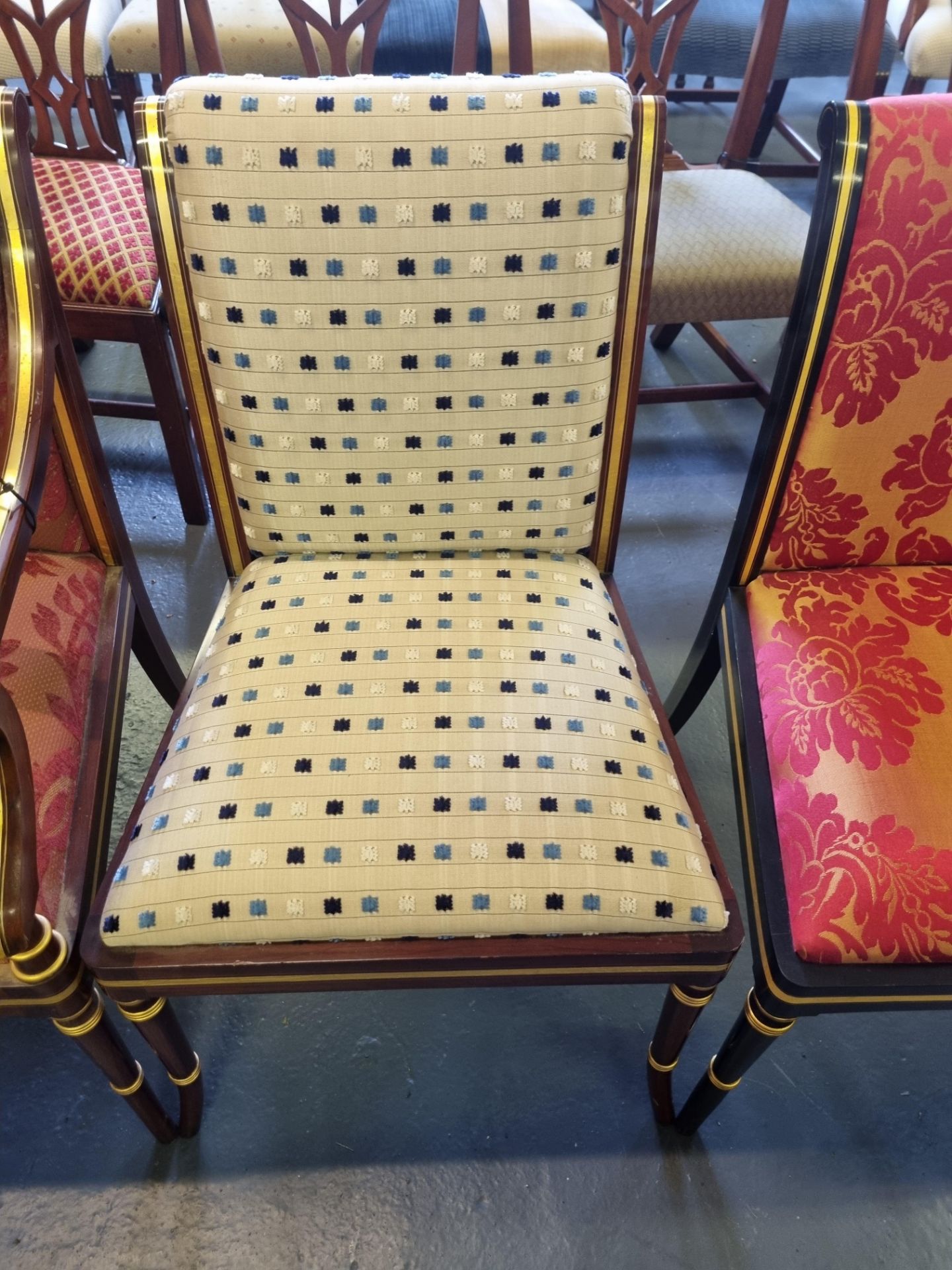 2 X Arthur Brett Rosewood Chairs Comprising Of 1 X Arm Chair Bespoke Red Upholstery Regency-Style - Image 3 of 3