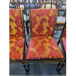 5 X Arthur Brett Ebonised & Gilt Side Chair In Bespoke Red Upholstery Regency-Style Upholstered Back