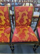 5 X Arthur Brett Ebonised & Gilt Side Chair In Bespoke Red Upholstery Regency-Style Upholstered Back