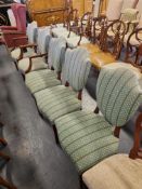 5 X Arthur Brett Upholstered Shield Back Chairs In Green Patterned Bespoke Upholstery The Shield