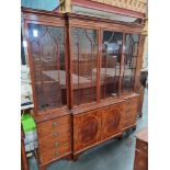 Arthur Brett Late 18th Century-Style Mahogany Breakfront Bookcase With Figured Veneers And Satinwood