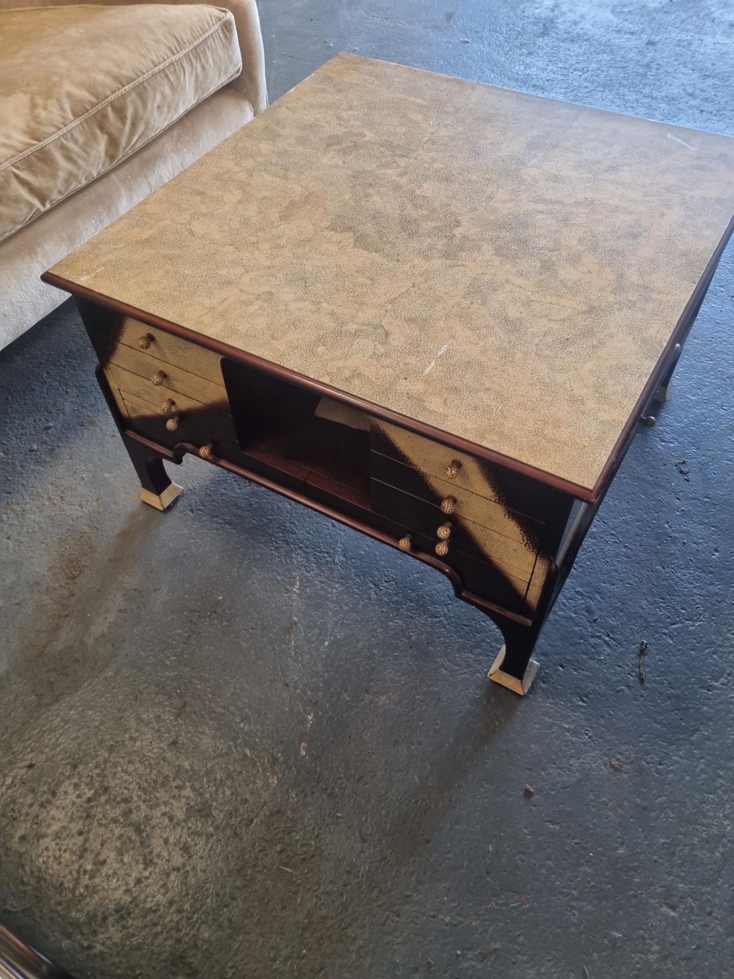 Eggshell Topped Mahogany Coffee Table With Drawers And Slide Outs Cm Width Cm Depth Cm - Image 2 of 4