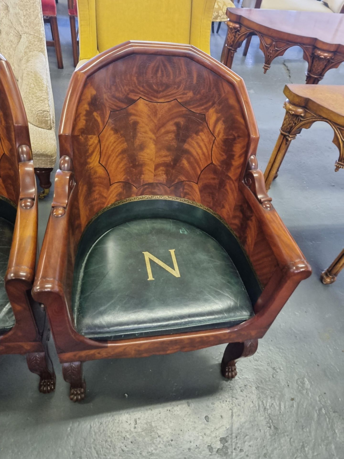 2 X Arthur Brett Napoleon Campaign Chair In Bespoke Leather Height 100cm Width 67cm Seat Depth 47cm
