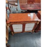 Arthur Brett Regency-Style Rosewood Commode With Gothic Brass Wire Griolole Doors And Gilt
