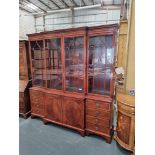 Arthur Brett Late 18th Century-Style Mahogany Breakfront Bookcase With Figured Veneers And Satinwood
