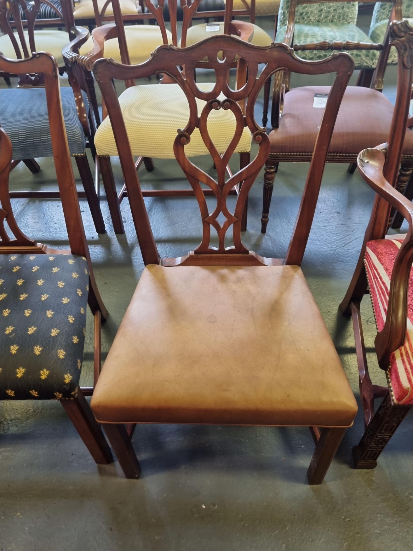 7 X Mid-Georgian Style Mahogany Dining Chair With Subtly Carved Detail And With Upholstered Seat - Image 2 of 7