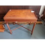 Arthur Brett Mahogany End Table In X Antique Finish Chippendale-Style With Low Gallery And Pierced