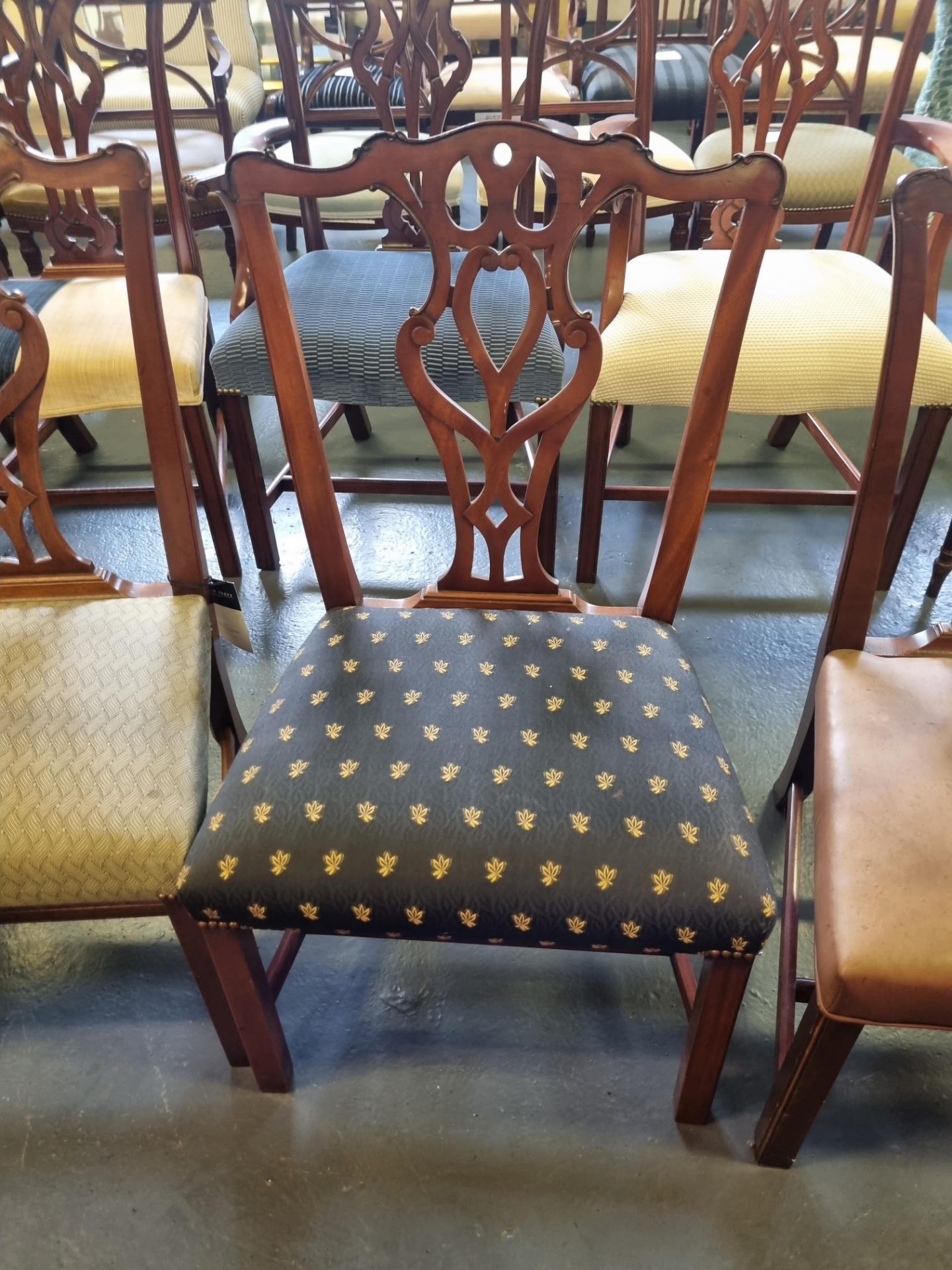 7 X Mid-Georgian Style Mahogany Dining Chair With Subtly Carved Detail And With Upholstered Seat - Image 3 of 7