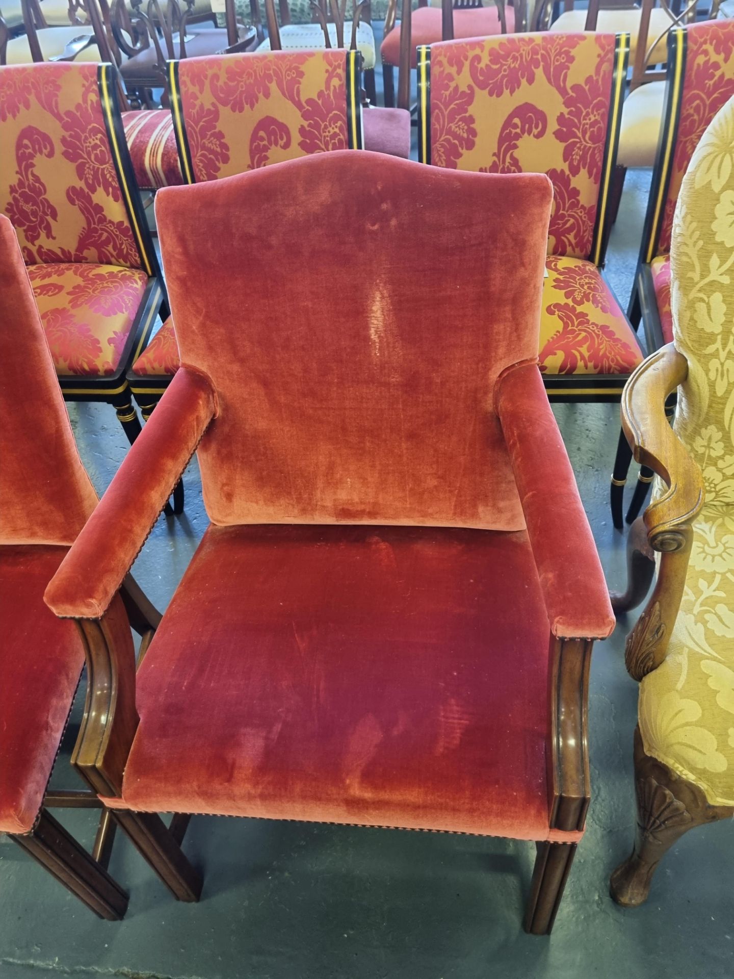 2 X Arthur Brett Mahogany Studded Upholstered Chairs Comprising Of 1 X Arm With Upholstered Back, - Image 2 of 2