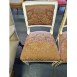 4 X Arthur Brett Dining Chairs With Rose Gold Pattern Upholstery Seat And Back Rest On A Elegant