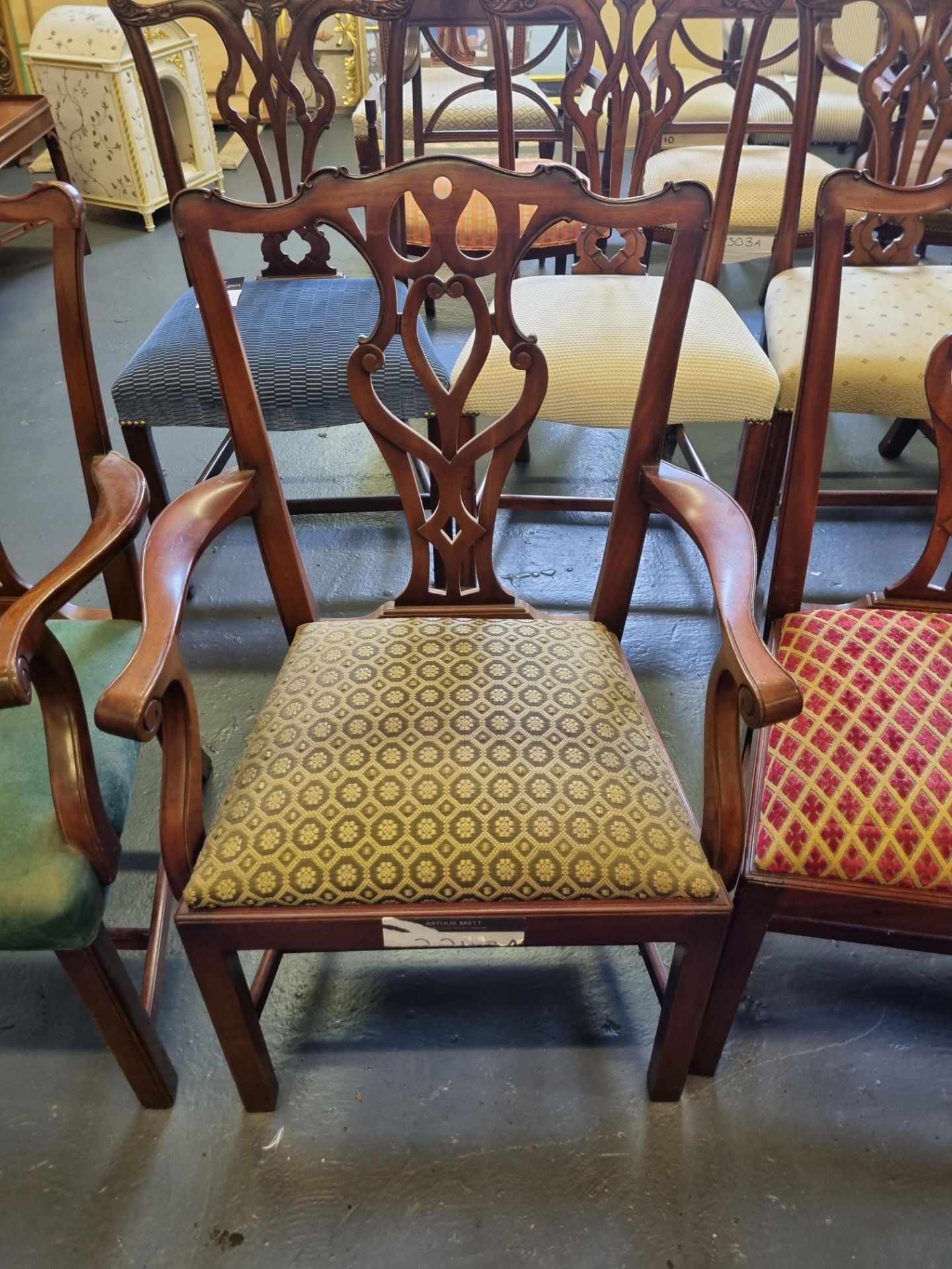 7 X Mid-Georgian Style Mahogany Dining Chair With Subtly Carved Detail And With Upholstered Seat - Image 7 of 7