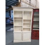 Arthur Brett Open Bookcase In Cream With Gold Detail Height 230cm Width 120cm Depth 28cm