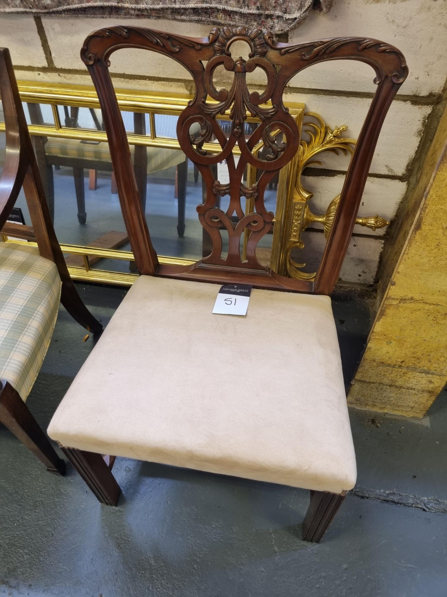 Arthur Brett Mahogany Upholstered Dining Side Chair With Cream Upholstery This Chair Has A Very
