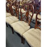 5 X Arthur Brett Mahogany Sunburst Side Chair With Bespoke Mushroom Patterned Upholstery George