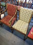 2 X Arthur Brett Rosewood Chairs Comprising Of 1 X Arm Chair Bespoke Red Upholstery Regency-Style
