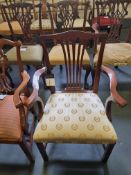 Arthur Brett Georgian-Style Mahogany Sunbury Park Dining Arm Chair With Bespoke Cream/Gold