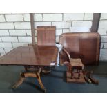 Needs Repair Mahogany Regency-Style 2-Pedestal 2-Leaf Dining Table With The Top Featuring Satin Wood