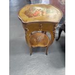 Decorative Side Table Italian Renaissance With Painted Top Panel With On Drawer And Lift Up Lid