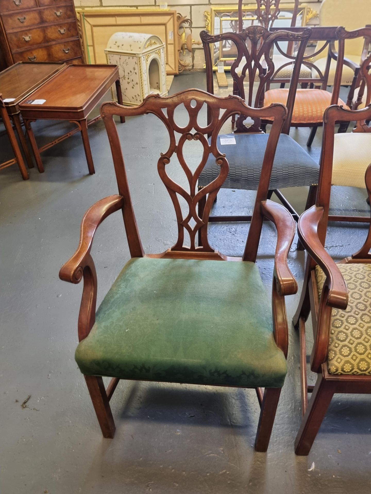 7 X Mid-Georgian Style Mahogany Dining Chair With Subtly Carved Detail And With Upholstered Seat