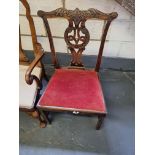 Arthur Brett Dining Side Chair With Horse Shoe Detail With Red Upholstery To Seat And Back