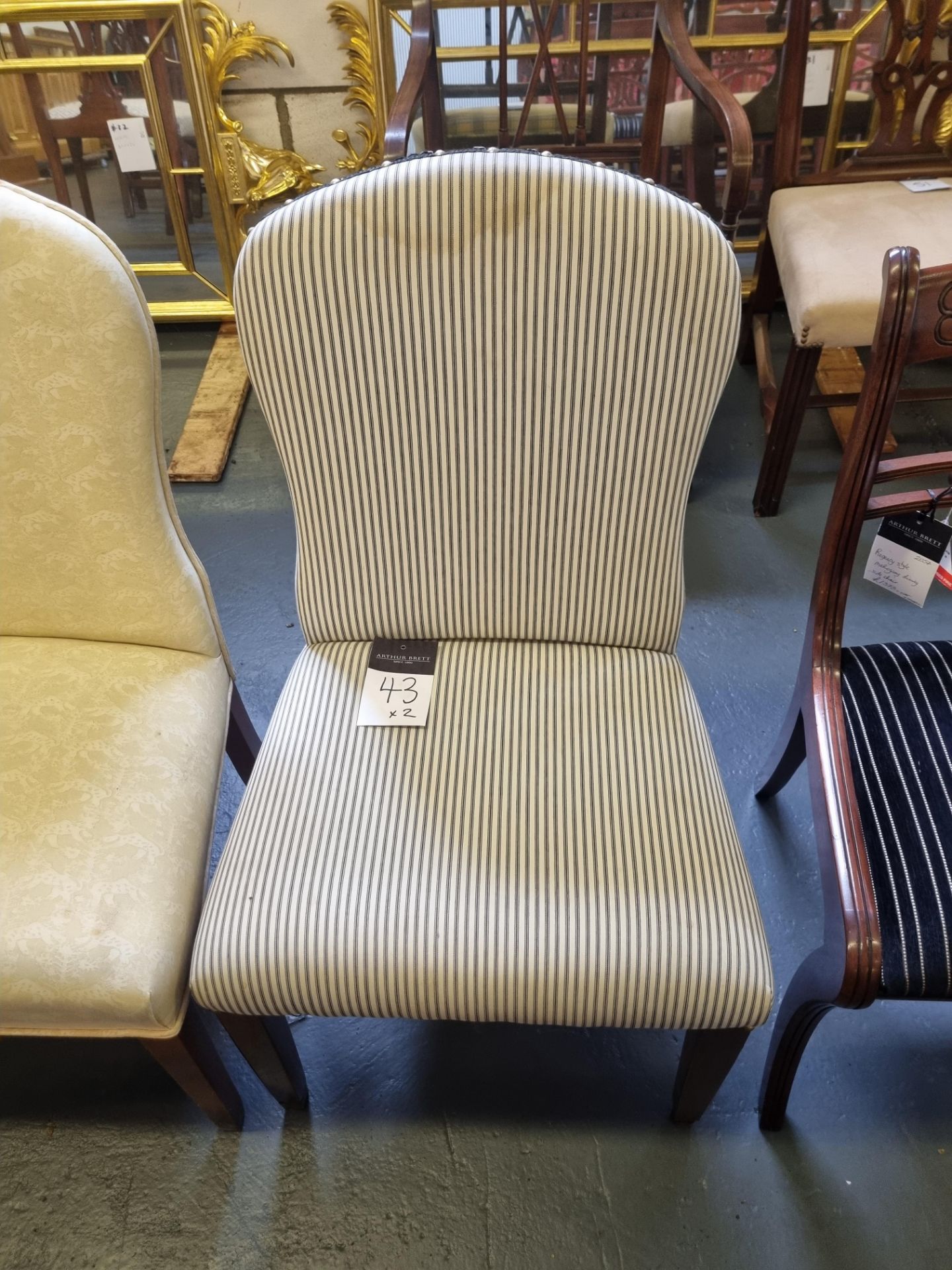 2 X Arthur Brett Handle Back Upholstered Chair With Bespoke Upholstery With Tapered Front Legs And - Image 2 of 3