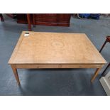 Arthur Brett Burr Maple Coffee Table With Gold Inlay And Tapered Legs Height 50cm Width 127cm