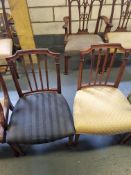 2 X Arthur Brett Sheraton-Style Mahogany Stick Back Dining Side Chair With Upholstered Seat