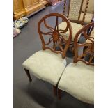 3 X Arthur Brett Mahogany Sunburst Chairs With Bespoke Green Silk Patterned Upholstery George III