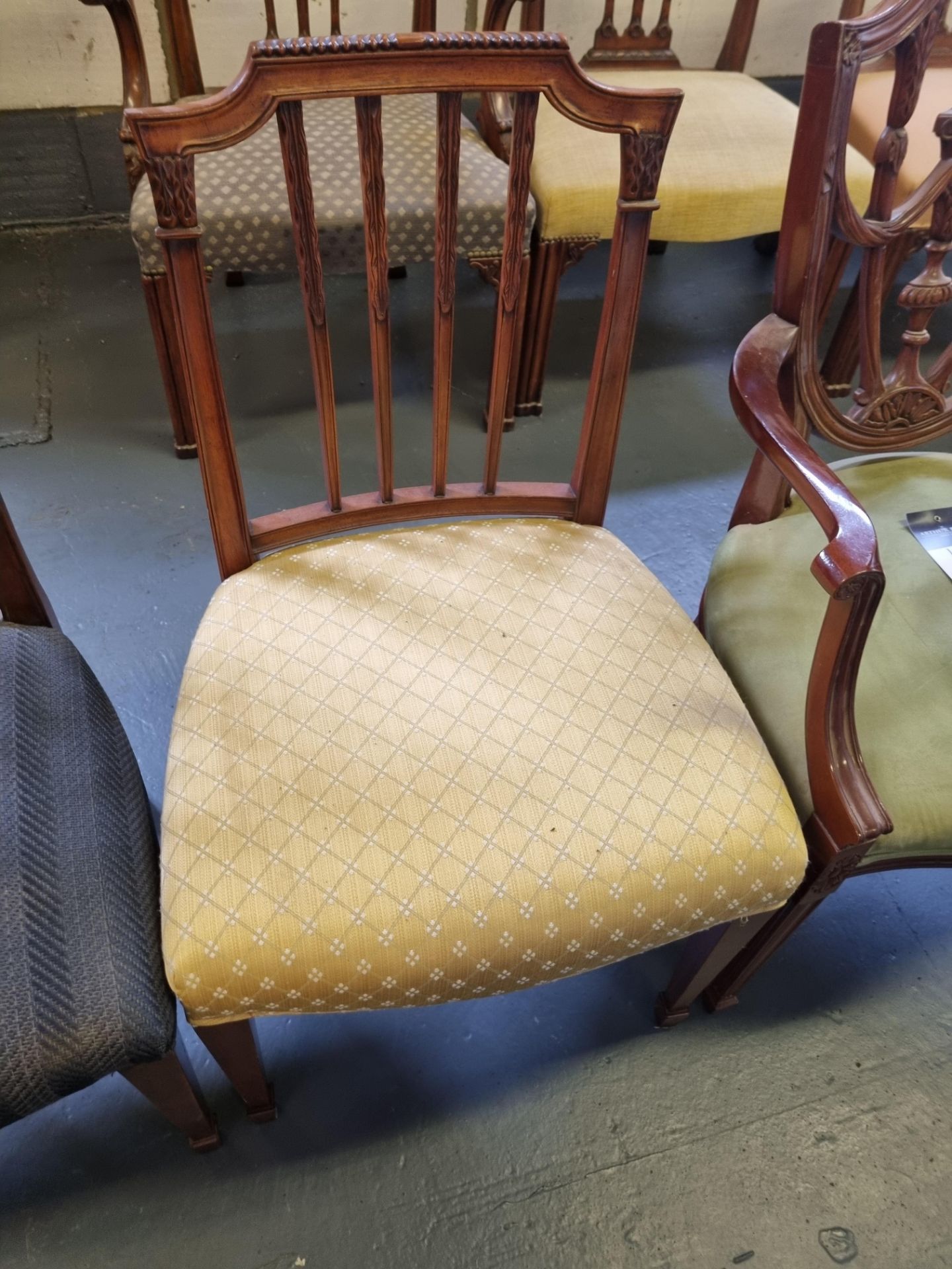 2 X Arthur Brett Sheraton-Style Mahogany Stick Back Dining Side Chair With Upholstered Seat - Image 3 of 3