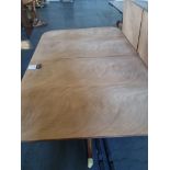 Unfinished Top/Leaf Mahogany Rectangular 2 Pedestal 2 Leaf Dining Table 3 Legs On Brass Castors