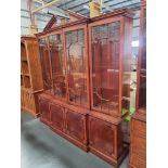 Arthur Brett Georgian-Style Mahogany 4 Door Breakfront Bookcase With Broken Pediment Height 233cm